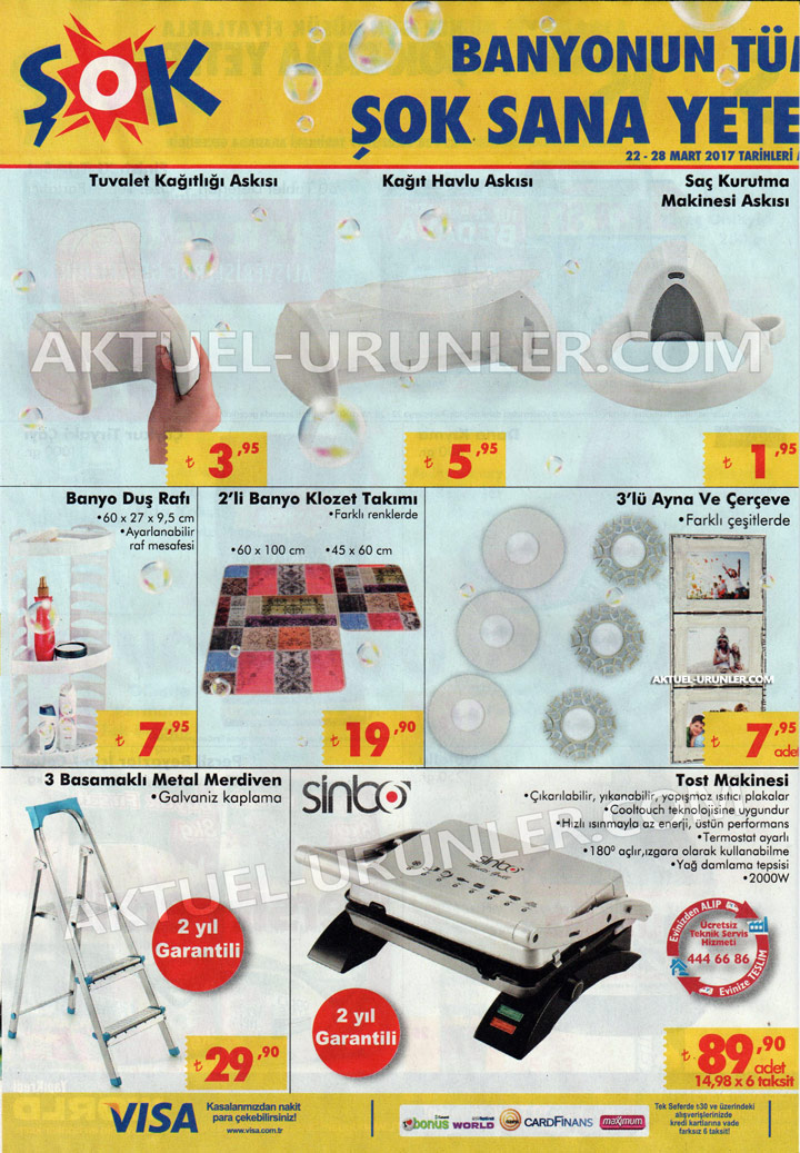 ŞOK 22 Mart 2017 Banyo Aktüel Ürünleri