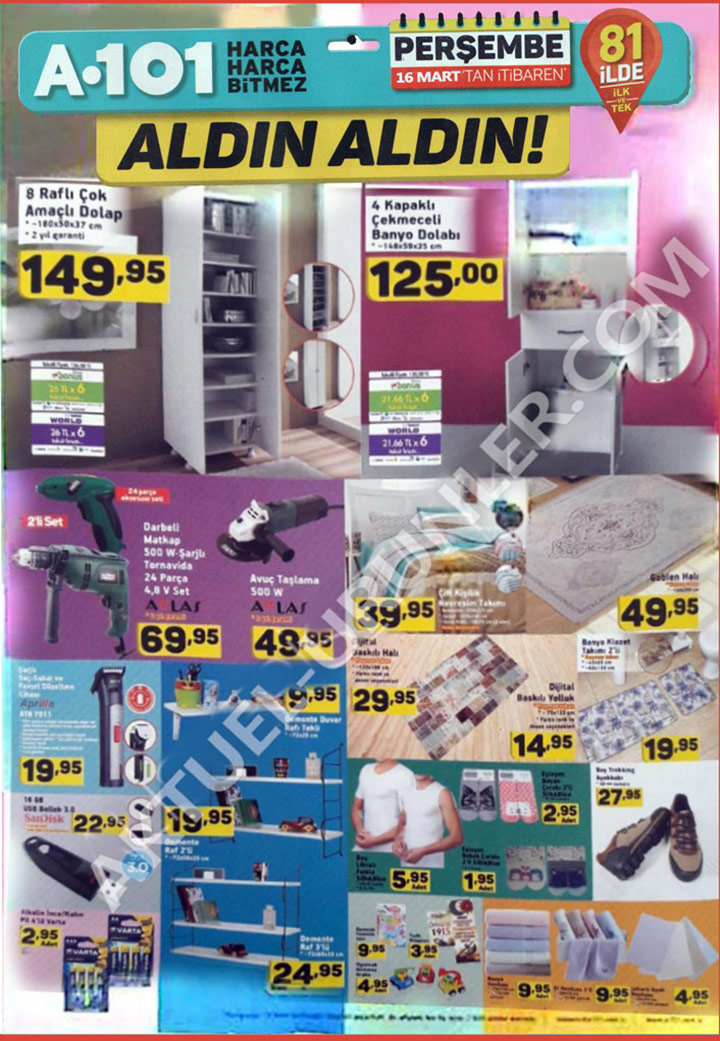 A101 16 Mart Aktüel Kataloğu – Dolap ve Raflar