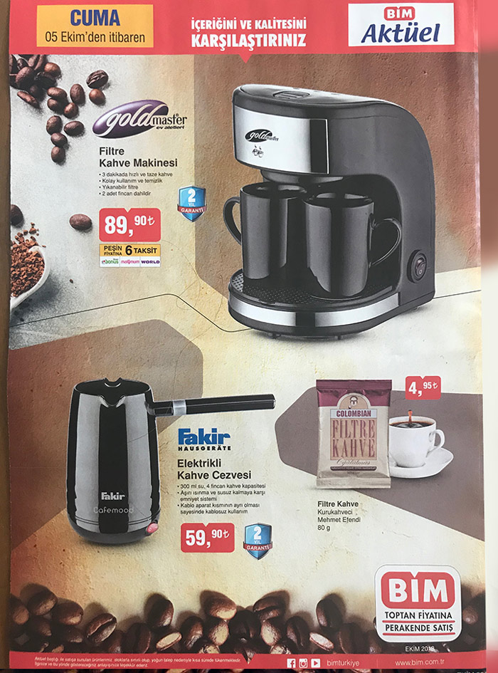 Bim 5 Ekim Kahve Makinesi Aktüel Kampanyası