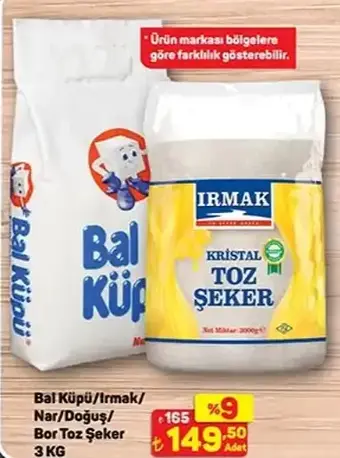 Bal Küpü / Irmak / Nar / Doğuş / Bor Toz Şeker 3 KG