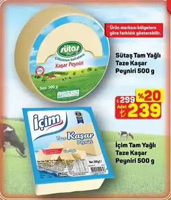 Sütaş / İçim Tam Yağlı Taze Kaşar Peyniri 500 g