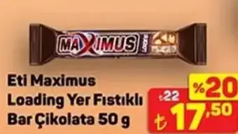 Eti Maximus Loading Yer Fıstıklı Bar Çikolata 50 g
