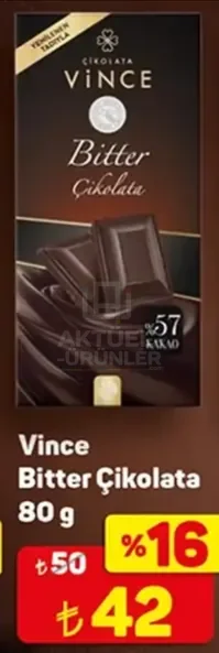 Vince Bitter Çikolata 80 g