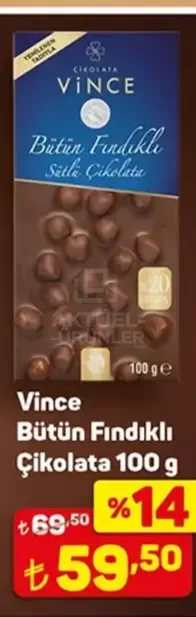 Vince Bütün Fındıklı Çikolata 100 g