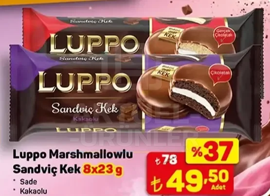 Luppo Marshmallowlu Sandviç Kek Çeşitleri 8x23 g