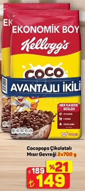 Cocopops Çikolatalı Mısır Gevreği 2x700 g