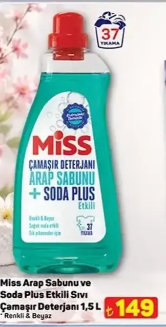 Miss Çamaşır Deterjanı Arap Sabunu + Soda Plus Etkili 1,5 L