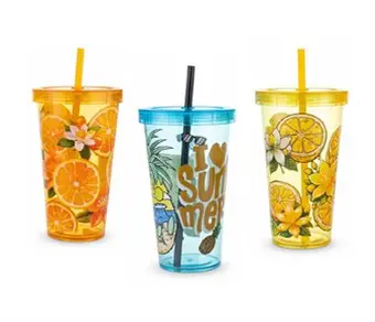 Desenli Pipetli Bardak ~600 ml