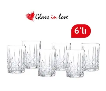 Gravürlü Cam Kahve Yanı Su Bardağı Seti ~160 ml