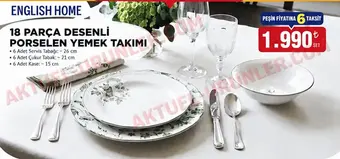 English Home 18 Parça Desenli Porselen Yemek Takımı
