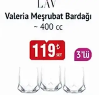 LAV Valeria Meşrubat Bardağı 400 cc 3'lü