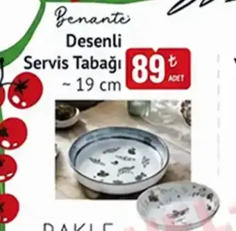 Benante Desenli Servis Tabağı 19 cm