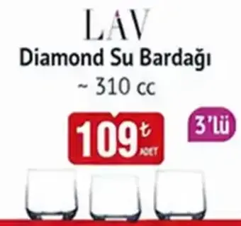LAV Diamond Su Bardağı 310 cc 3'lü