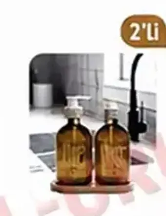 Okyanus Home Bambu Standlı Cam Sıvı Sabunluk 350 cc 2'li