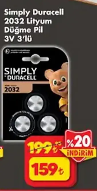 Simply Duracell 2032 Lityum Düğme Pil 3V 3'lü