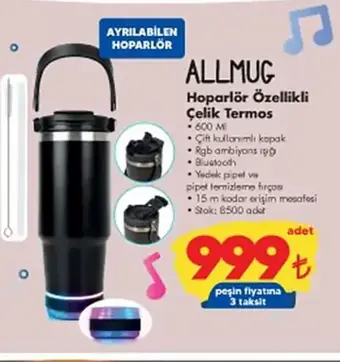 ALLMUG Hoparlör Özellikli Çelik Termos 600 ml