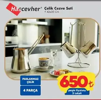 Hascevher Çelik Cezve Seti 4 Parça