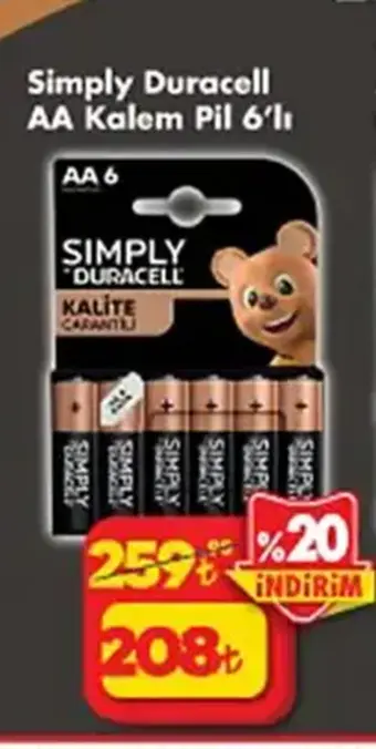 Simply Duracell AA Kalem Pil 6'lı