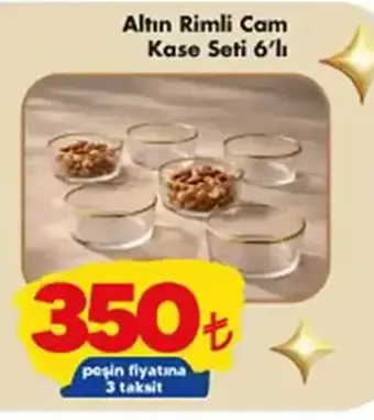 Altın Rimli Cam Kase Seti 6'lı