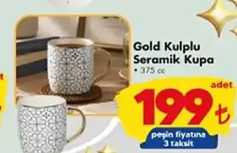 Gold Kulplu Seramik Kupa 375 cc