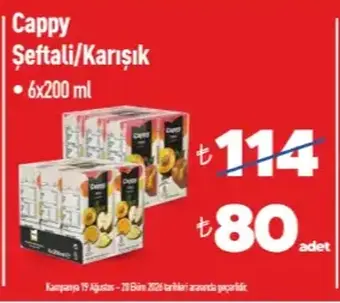 Cappy Şeftali / Karışık Meyve Suyu 6x200 ml