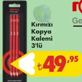 Rotring Kırmızı Kopya Kalemi 3'lü