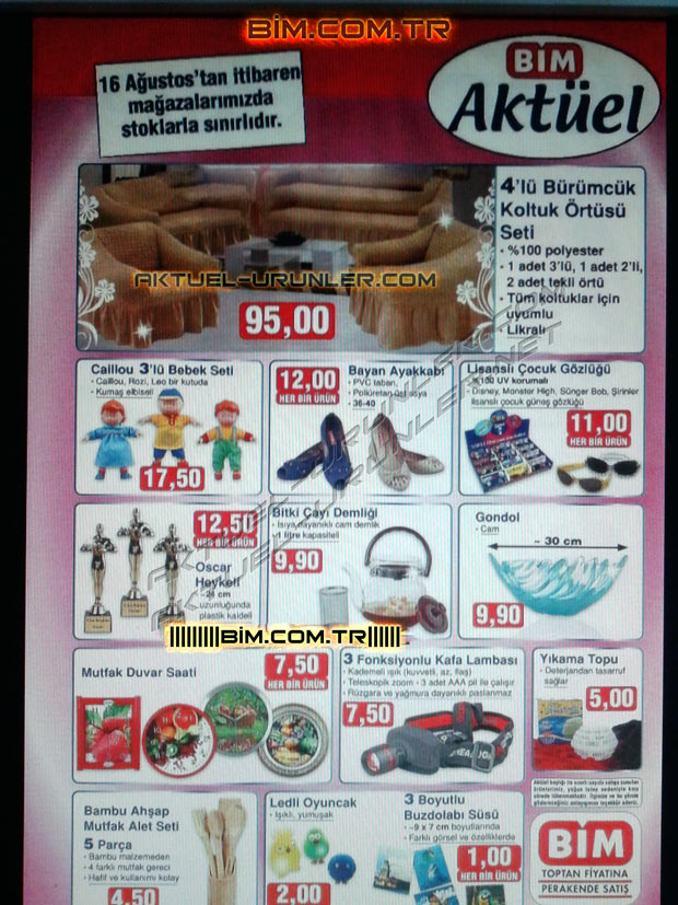 BİM 16 Ağustos 2013 Aktüel ürünleri