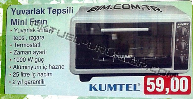 BİM 30 Ağustos Kumtel Yuvarlak Tepsili Mini Fırın