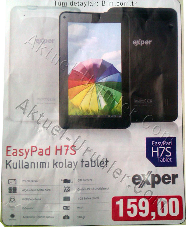 Exper EasyPad H7S Tablet Pc BİM 30 AĞUSTOS