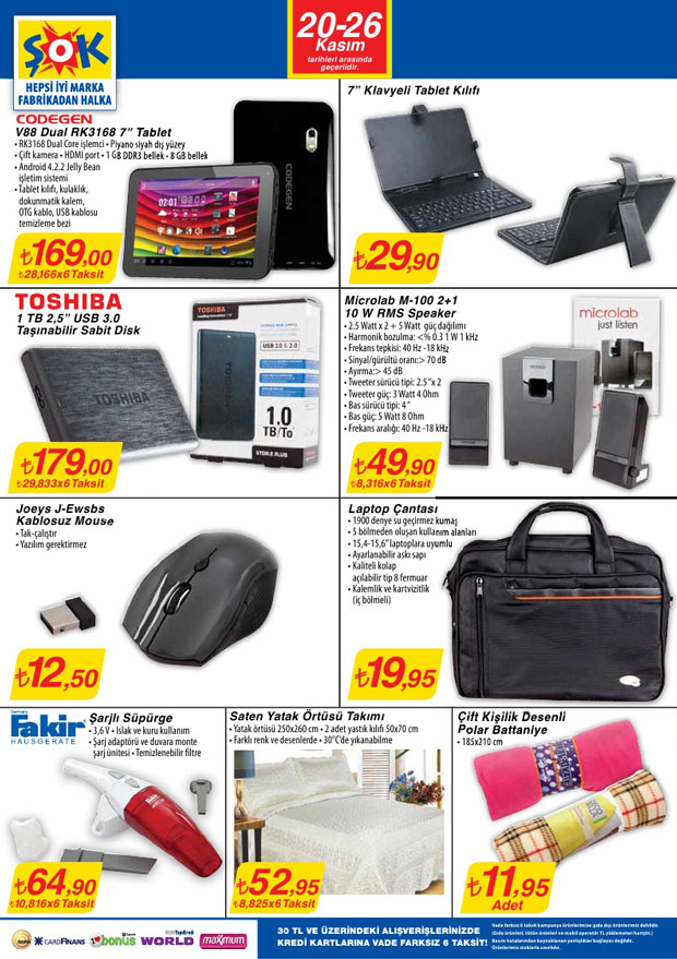Şok Market 20 Kasım 2013 Aktüel Katalogu 1