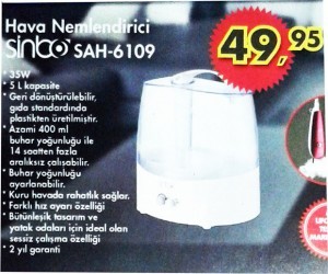 A101 Sinbo SAH-6109 Hava Nemlendirici