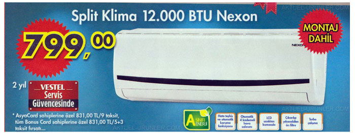 A101-Nexon-Split-12000-BTU-Klima-Ürünü