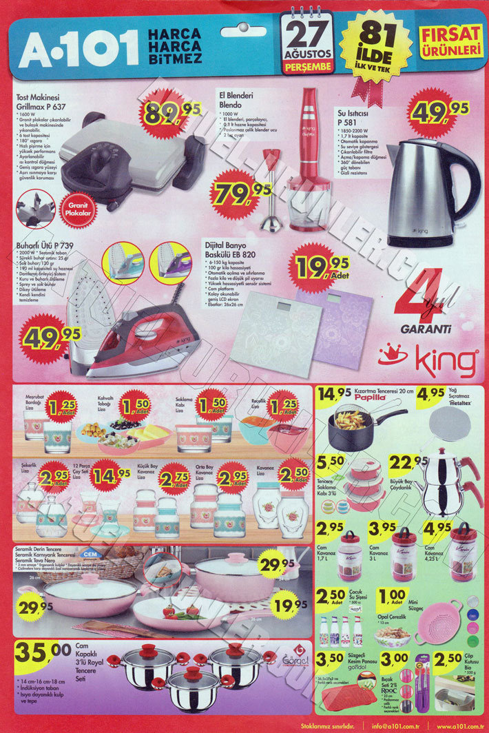 A101 27 Ağustos 2015 Aktüel Ürün Katalogu King 4