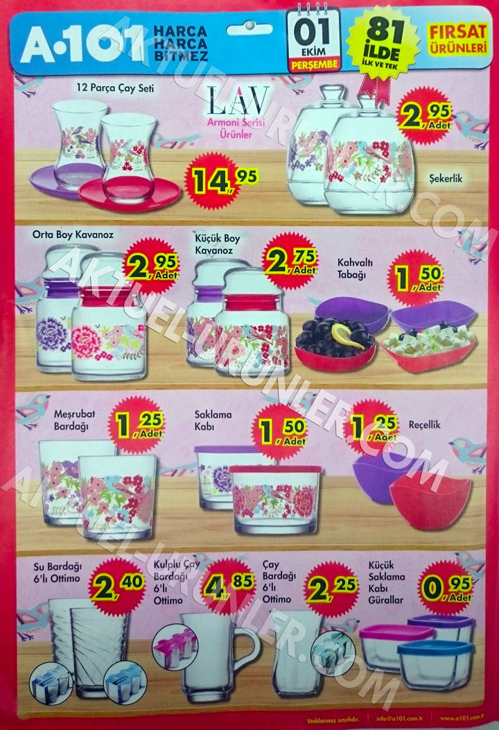 A101 01 Ekim 2015 Lav Cam Ürünleri 4