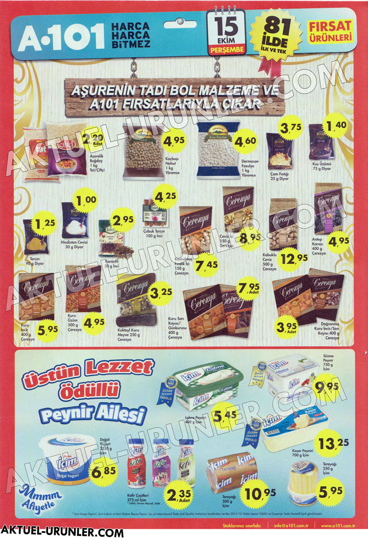 A101 15 Ekim 2015 Aktüel Aşure Ürünleri