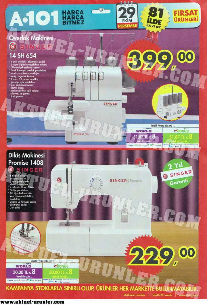 A101 29 Ekim 2015 Aktüel Ürünleri 4 – Dikiş & Overlok