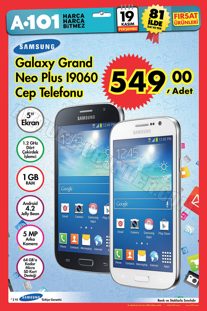 A101 19 Kasım Aktüel Samsung Galaxy – Grand Neo Plus I9060