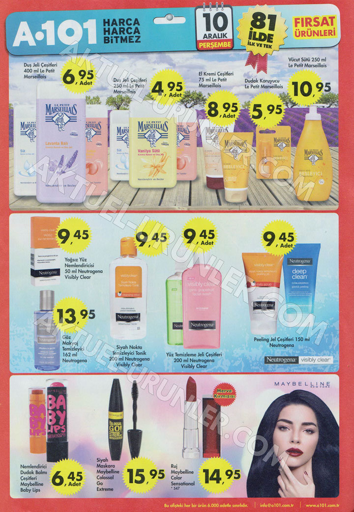 A101 10 Aralık Aktüel Katalog – A101 Market Kozmetik Ürünleri