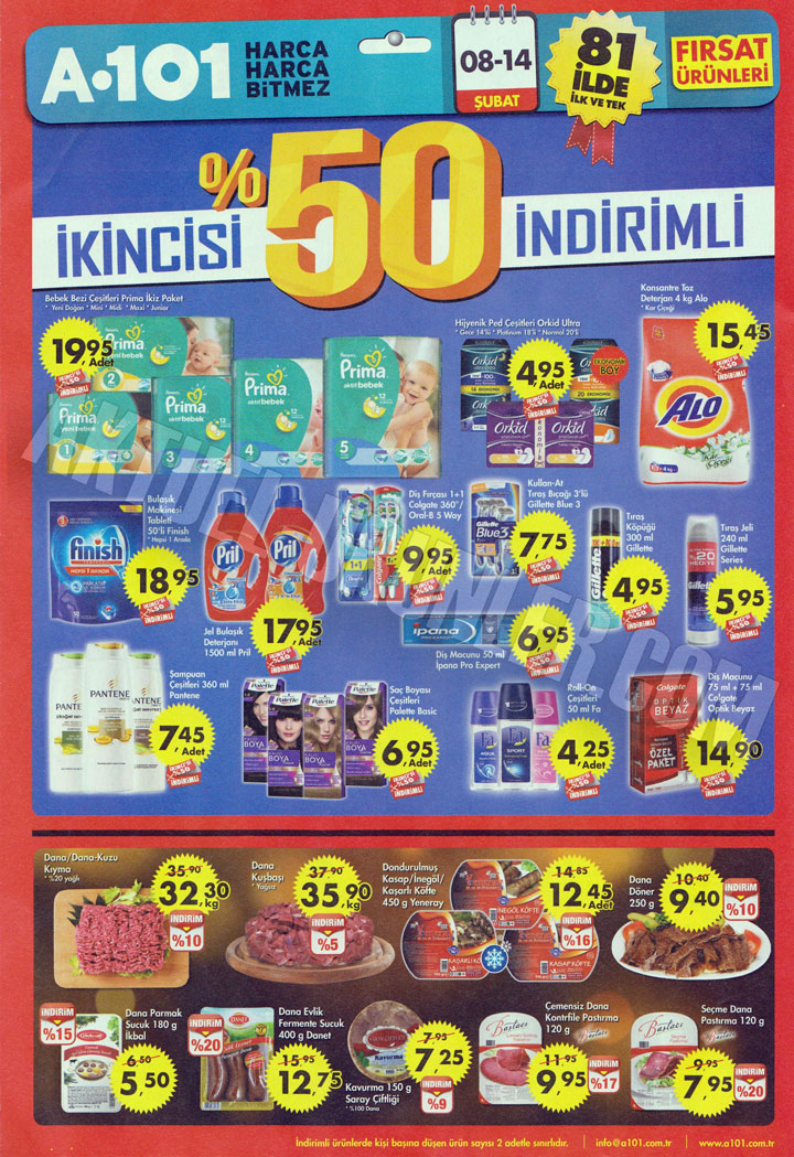 A101 11 Şubat Yüzde Elli Aktüel Ürünleri Sayfası