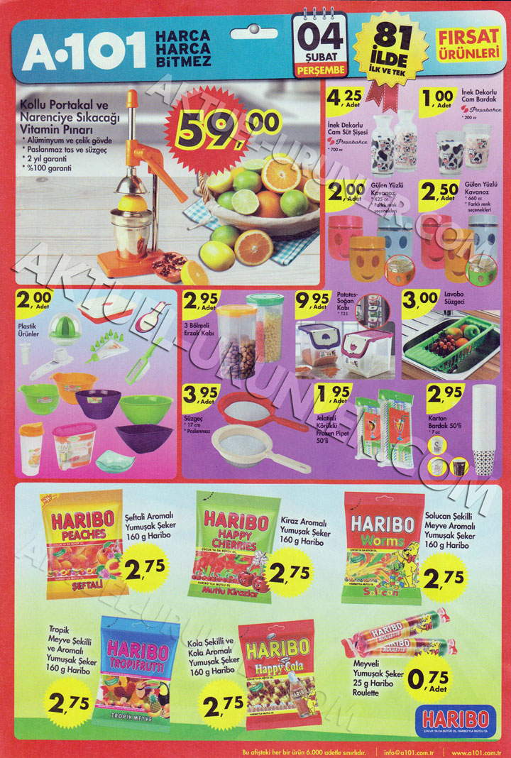 A101 4 Şubat Mutfak & Haribo Aktüel Ürünleri