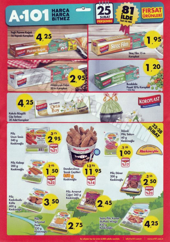 A101 25 Şubat Aktüel ve 22 – 28 Şubat Bölümü