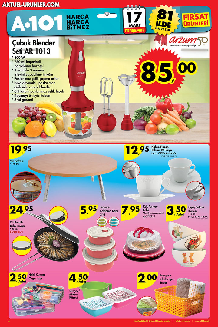 A101 17 Mart Mutfak ve Arzum Blender Seti Aktüel Sayfa