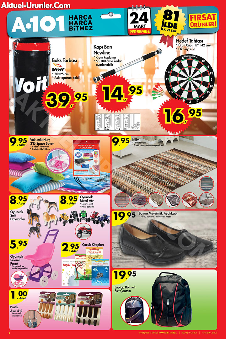 A101 24 Mart Boks Torbası ve Spor Aletleri Aktüel Sayfa