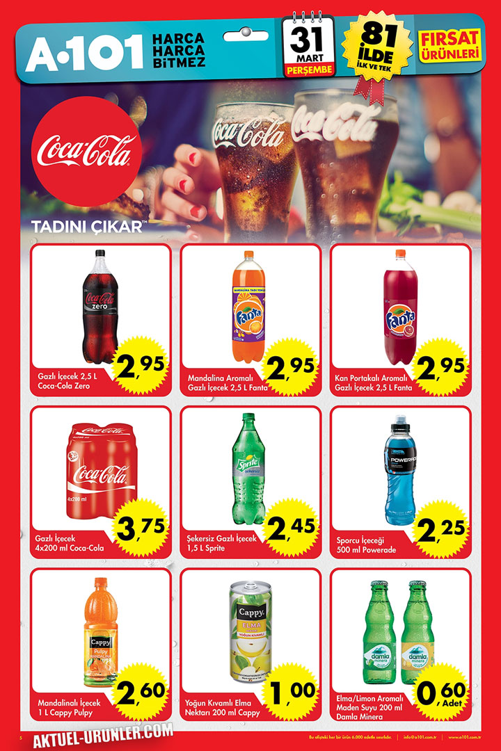 A101 31 Mart Coca Cola Aktüel Ürünler Sayfası