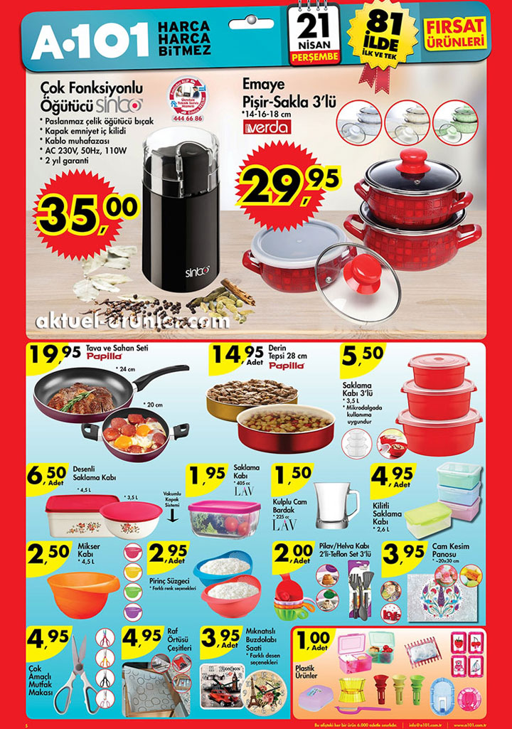 A101 21 Nisan Üçüncü Aktüel Ürünler Sayfası