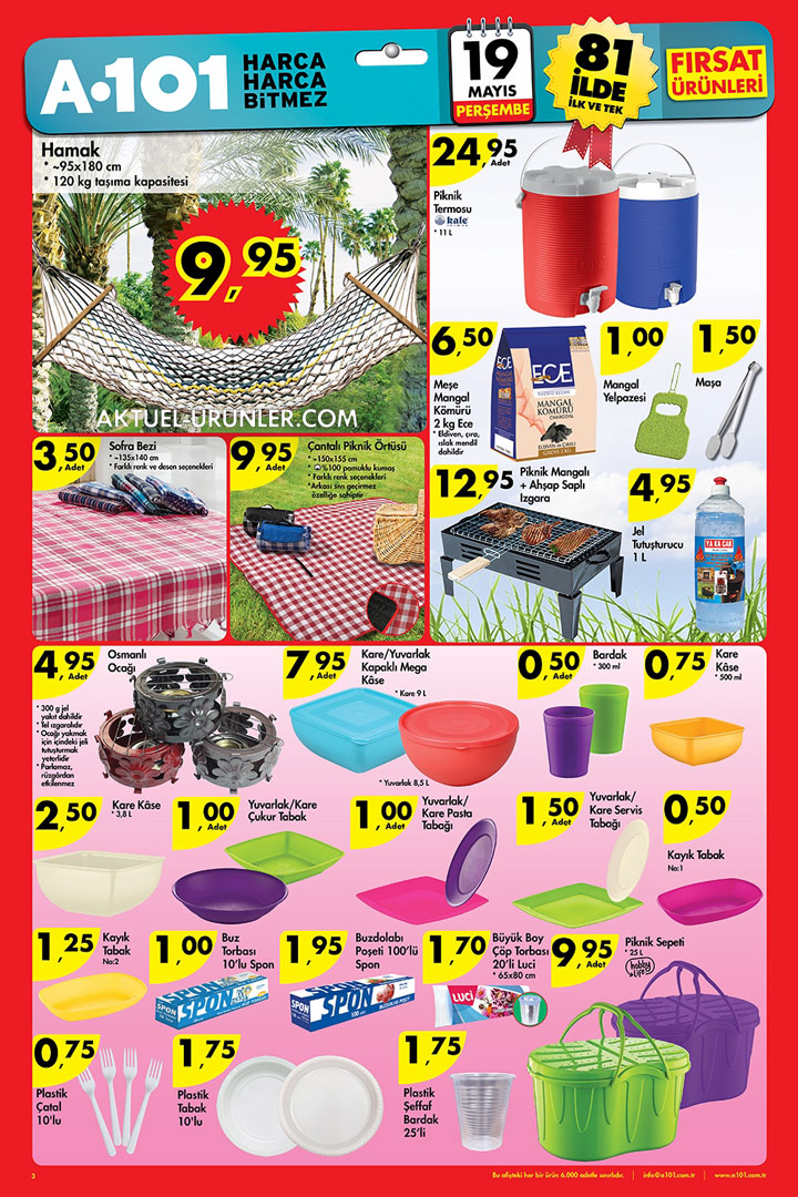 A101 19 Mayıs Mangal ve Piknik Aktüel Ürünleri