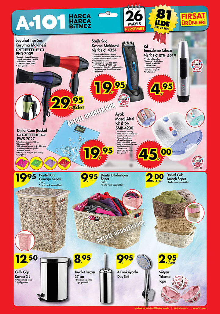 A101 26 Mayıs Banyo Ürünleri ve Kişisel Temizlik Aktüel