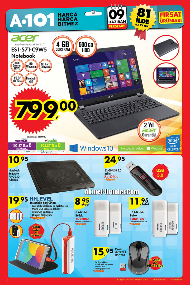 A101 9 Haziran Acer Notebook & Laptop Aktüel Ürünleri