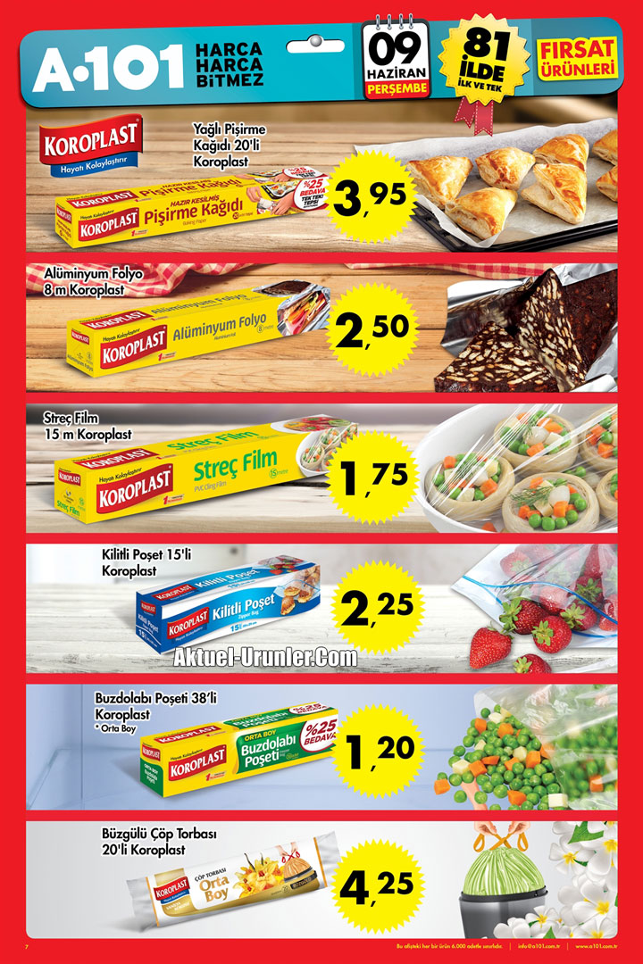 A101 9 Haziran Koroplast Aktüel Ürünleri Sayfası