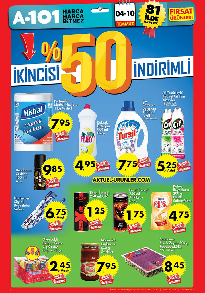A101 4 Temmuz- 10 Temmuz Aktüel – İkincisi %50